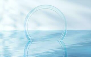 Glass ring on the water surface, 3d rendering. photo