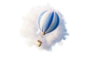 Hot air balloon with cartoon style, 3d rendering. photo