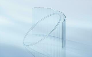 Curve glass with light illuminated, 3d rendering. photo