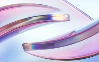 Curve glass with light illuminated, 3d rendering. photo