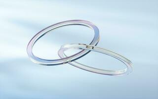 Curve glass with light illuminated, 3d rendering. photo