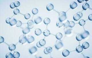 moléculas con azul fondo, 3d representación. foto