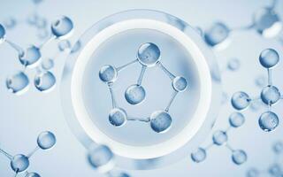 Molecules with blue background, 3d rendering. photo