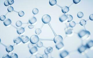 moléculas con azul fondo, 3d representación. foto