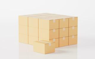 Packaging box and white background, 3d rendering. photo