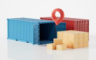 Cargo container, freight and export, 3d rendering. photo