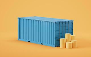 Cargo container, freight and export, 3d rendering. photo
