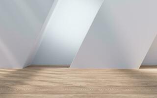 Empty building structure with wood floor, 3d rendering. photo