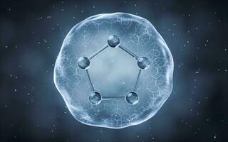 Organic sphere with molecule inside, 3d rendering. photo