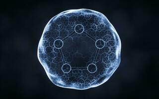 orgánico esfera con molécula adentro, 3d representación. foto