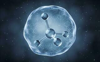 Organic sphere with molecule inside, 3d rendering. photo