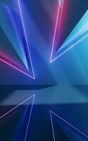 Abstract geometric structure with glowing neon lines, 3d rendering. photo
