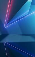 Abstract geometric structure with glowing neon lines, 3d rendering. photo