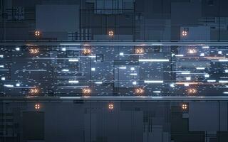 Fast speed electronic transmission circuit, 3d rendering. photo