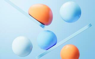 Soft ball and abstract geometric background, 3d rendering. photo