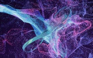 Flowing particles with smoke shape, 3d rendering. photo