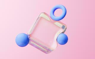 Soft ball and abstract geometric background, 3d rendering. photo