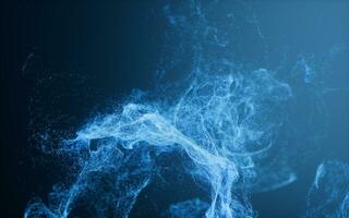 Flowing particles with smoke shape, 3d rendering. photo