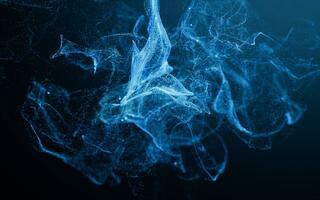 Flowing particles with smoke shape, 3d rendering. photo