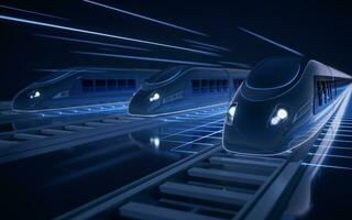 digital alto velocidad ferrocarril bala tren, 3d representación. foto