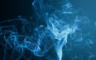 Flowing particles with smoke shape, 3d rendering. photo