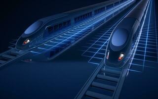 Digital high speed railway bullet train, 3d rendering. photo