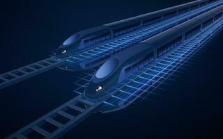 Digital high speed railway bullet train, 3d rendering. photo