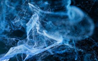 Flowing particles with smoke shape, 3d rendering. photo