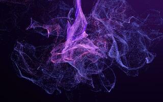 Flowing particles with smoke shape, 3d rendering. photo