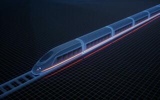 Digital high speed railway bullet train, 3d rendering. photo