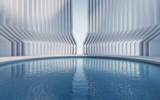 Water surface with creative geometric structure, 3d rendering. photo