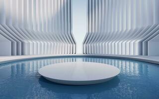 Water surface with creative geometric structure, 3d rendering. photo