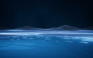 Digital space with water surface, 3d rendering. photo