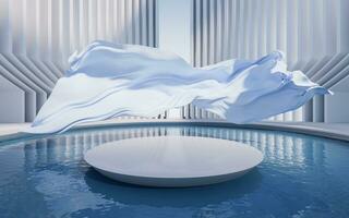 Water surface with creative geometric structure, 3d rendering. photo