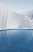 Water surface with creative geometric structure, 3d rendering. photo