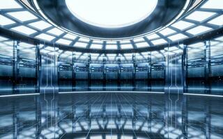 Sever racks and data center, big data and cloud computing concept, 3d rendering. photo