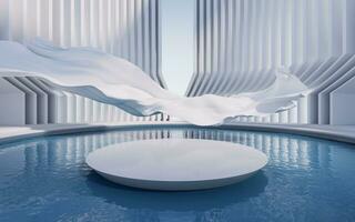 Water surface with creative geometric structure, 3d rendering. photo