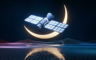 satellite and outer space background, 3d rendering. photo