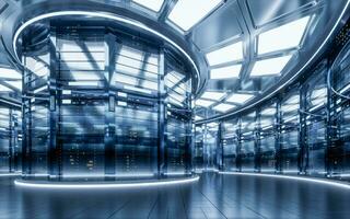 Sever racks and data center, big data and cloud computing concept, 3d rendering. photo