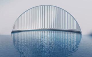 Water surface with creative geometric structure, 3d rendering. photo