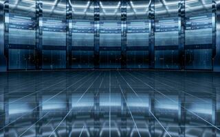 Sever racks and data center, big data and cloud computing concept, 3d rendering. photo