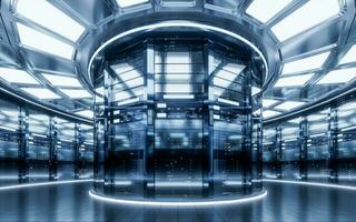 Sever racks and data center, big data and cloud computing concept, 3d rendering. photo