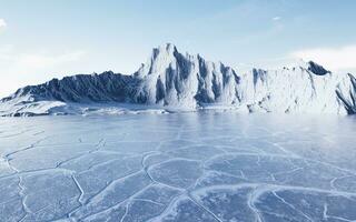 Ice ground with crack pattern, 3d rendering. photo