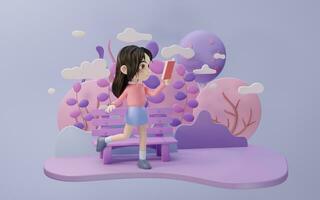 Little girl with cartoon style, 3d rendering. photo