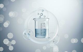 Chemical beaker with blue background, 3d rendering. photo