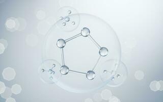 químico molécula con azul fondo, 3d representación. foto