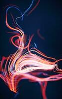 Flowing curves with glowing neon lines, 3d rendering. photo
