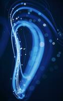 Flowing curves with glowing neon lines, 3d rendering. photo