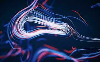 Flowing curves with glowing neon lines, 3d rendering. photo