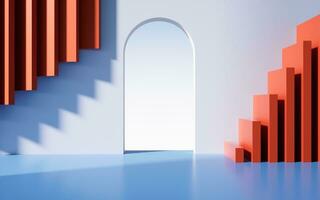 Empty building structure with geometric structure, 3d rendering. photo